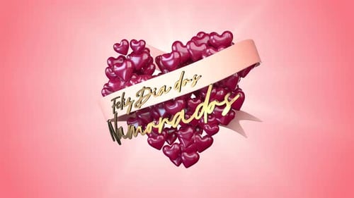 Animated Golden Hearts and Text Reveal for Lovers' Day