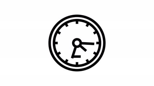 Animated Flat Design Clock Line Icon