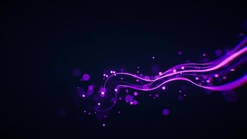 Abstract glowing wave lines and shiny particles