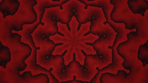 Red and black abstract design with center flower. Kaleidoscope VJ loop