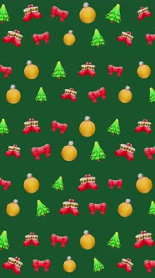 Festive Christmas Pattern with Ornaments and Trees Vertical Background