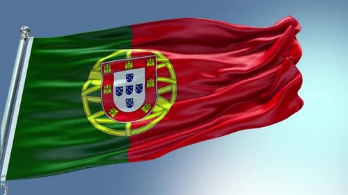 Realistic 3D Portugal Flag Waving Animation