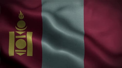 Mongolia Wavy Flag In The Wind In Slow Motion Waving Official Flag
