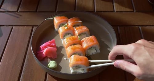 Sushi Plate with Salmon and California Rolls