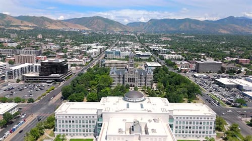 Stunning Aerial Views of Salt Lake Citys Majestic Skyline Located in the Beautiful State of Utah