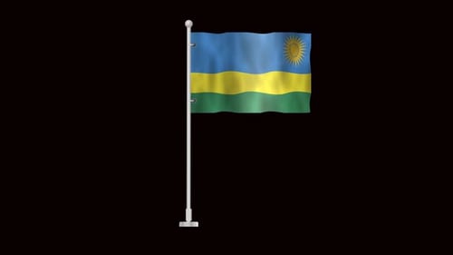 Rwanda National Flag Waving Animation on Black Background