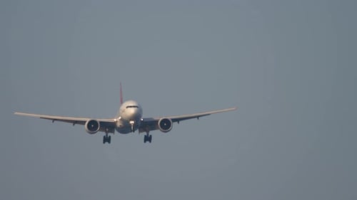 Airplane Flying Landing Front View