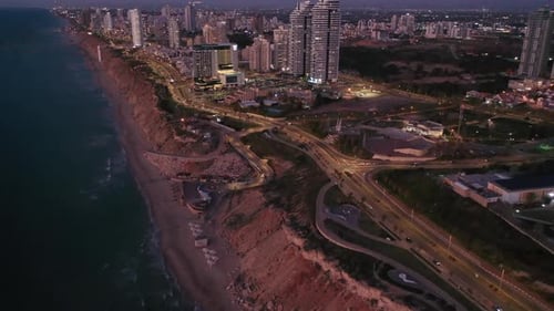 Aerial view of the city of Netanya and its coastline