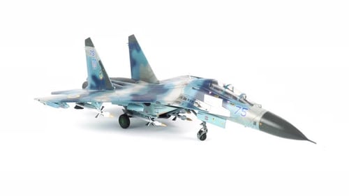 Rotating Su 27 Fighter Airplane Model Kit Close Up.