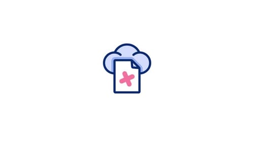 Animated Cloud Document Error Flat Design Icon