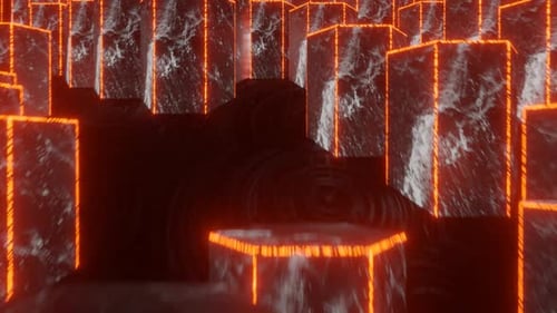 Orange Cylinder Mountain Background Loop Animation In 1080Hd