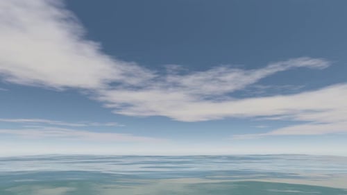 Calm Ocean with the Beautiful Clouds Above the Horizon in the Daytime 3d Animation Seamless Loop