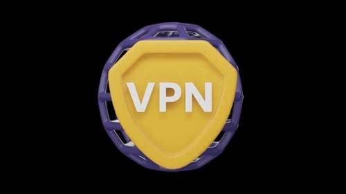 Icône Vpn 3D d'un concept de cybersécurité en boucle alpha
