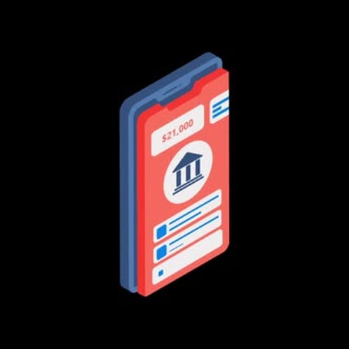 Flat Design Smartphone with Banking App Interface Animation