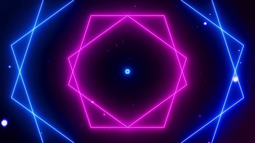 Pulsating Neon Geometric Line Art Loop Background