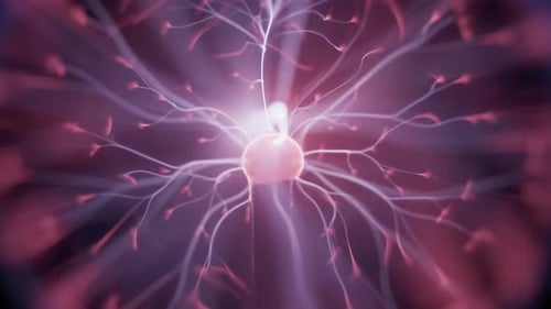 Primer plano del centro de la bola de plasma que descarga múltiples rayos eléctricos