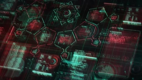 Futuristic HUD and Data Display with Geometric Elements