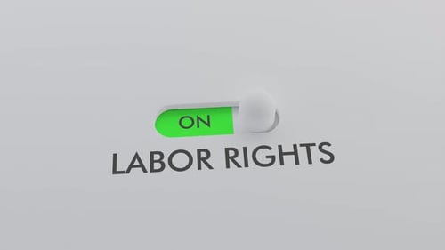 3D Toggle Switch Activates Labor Rights Concept