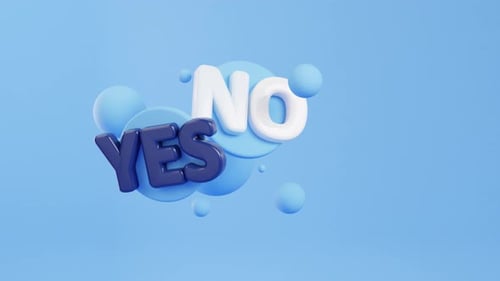 Animated 3D Yes No Text with Floating Shapes