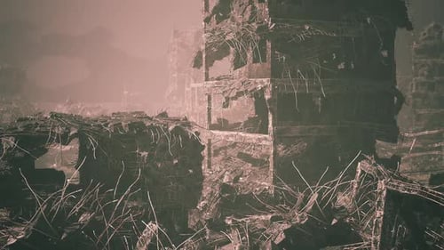 Ruins of a Once Bustling City in a Desolate Landscape