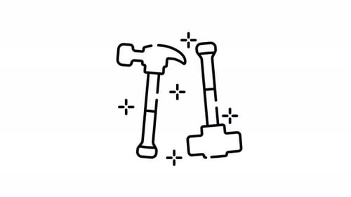 Animated Sketch Line Art Hammers With Sparkles