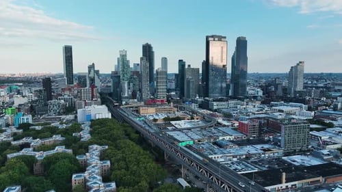 Cityscape Of Long Island City Neighbourhood In The New York City Borough Of Queens.