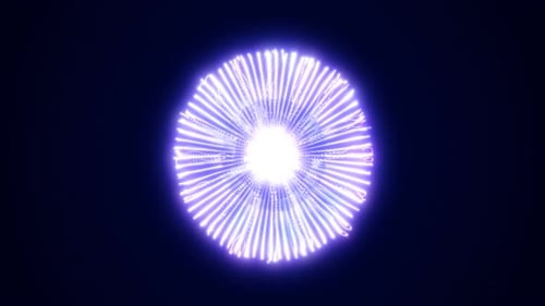 Abstraktes blaues rundes Atom aus Wellenpunkten und Partikeln mit leuchtender Schleifenenergie