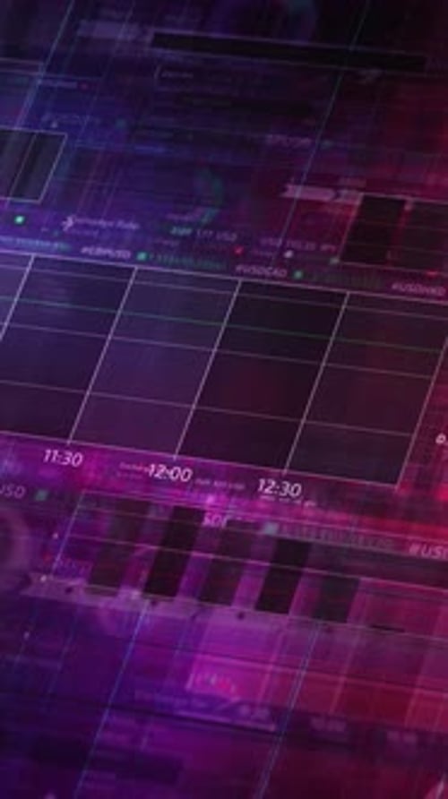 Futuristic Financial Data Grid Display Animation
