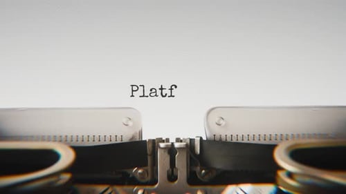 Old mechanical typewriter typing Platform Rules in a close-up view.
