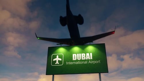 Dubai International Airport Signpost Sunset Ambience