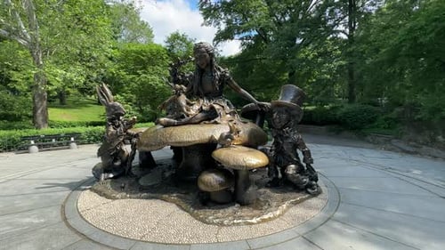 Alice in Wonderland statue in Central Park, Manhattan, New York City, USA