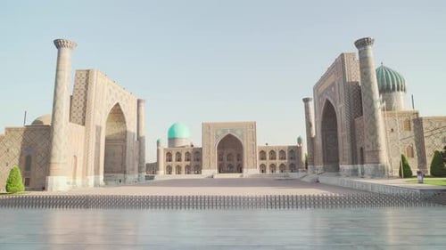 Awesome view of the Registan Square in Samarkand, Uzbekistan