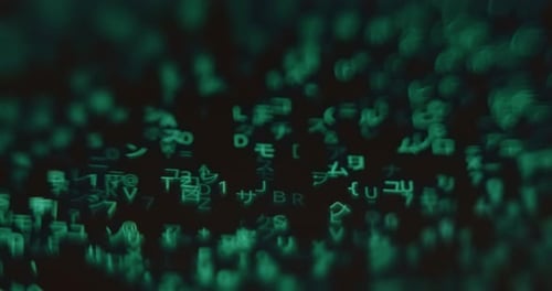 Falling Symbols of Green Neon Color Matrix Theme