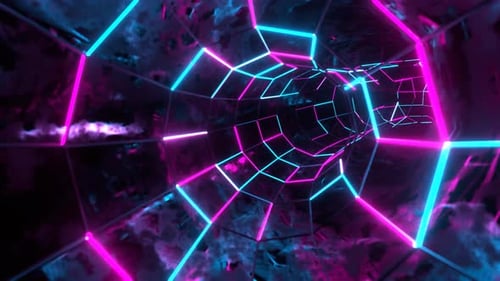 Cyan And Pink Neon Abstract Cyberspace Background Vj Loop In 4K