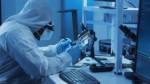 Wissenschaftliches Labor mit verschiedenen Forschungsgeräten Wissenschaftler führen Experimente durch