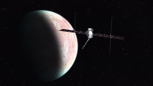 Europa Clipper Space Probe Orbiting Europa