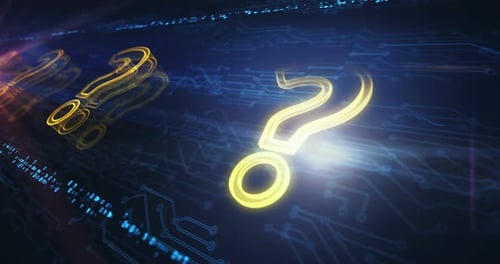 Question mark search and quest symbol cyber loop concept