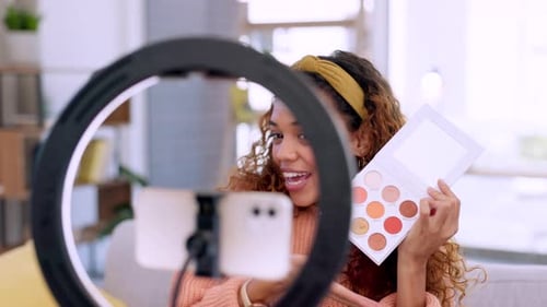 Girl, tutorial de maquillaje y luz anular con transmisión en vivo, paleta de sombras de ojos