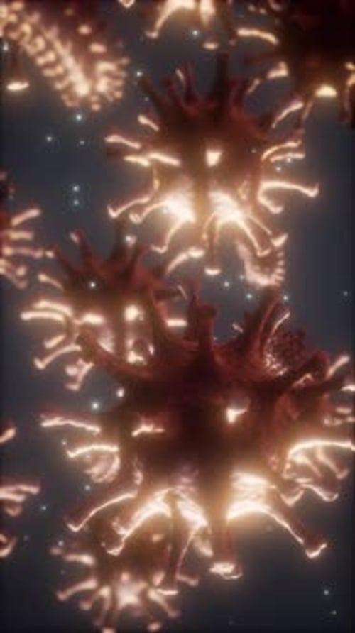 Bacteria Virus or Germs Microorganism Cells Under Microscope with Depth