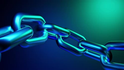 Maillons de chaîne de blockchain 3D aux couleurs futuristes