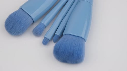 blue makeup brushes