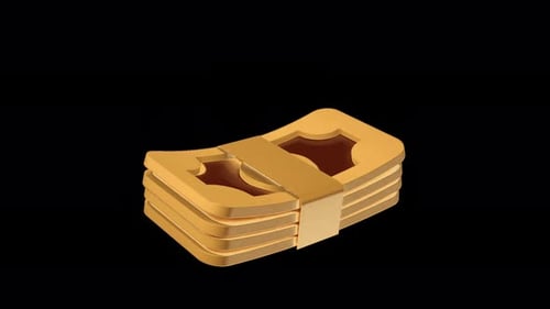 Animated Golden Banknote Stack Rotation