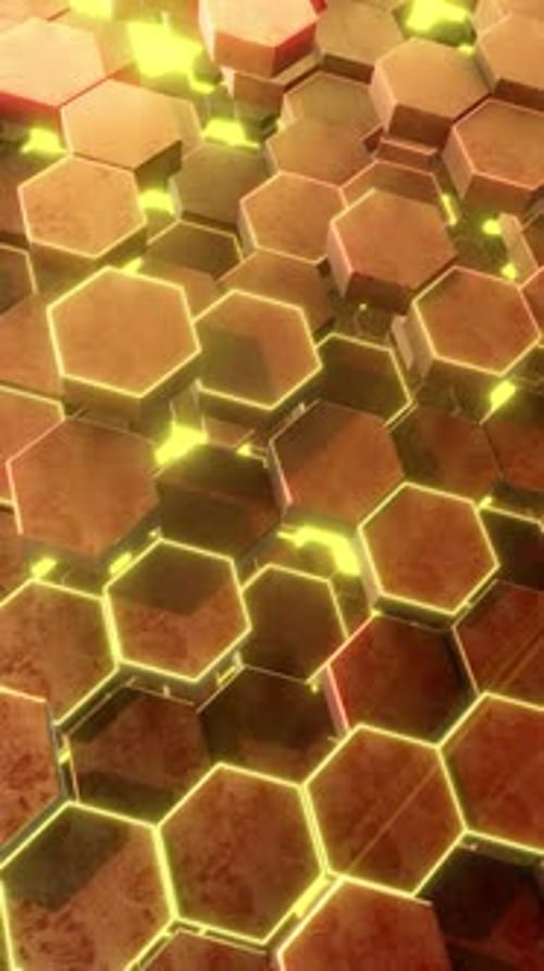 Dynamic Futuristic Glowing Hexagonal Grid Loop Background