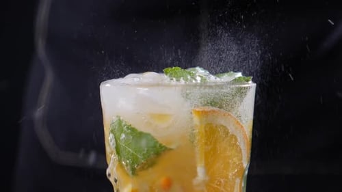 Refreshing Citrus Drink Being Prepared