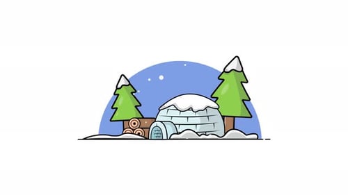 4k Igloo House. Icy Cold Home or House Concept Animation Video