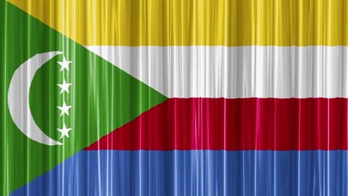 Comoros Flag Waving Fabric Curtain Seamless Loop