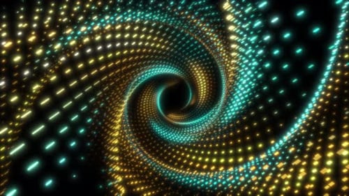 Abstract Neon Light Tunnel with Blue and Yellow Spiral Motion