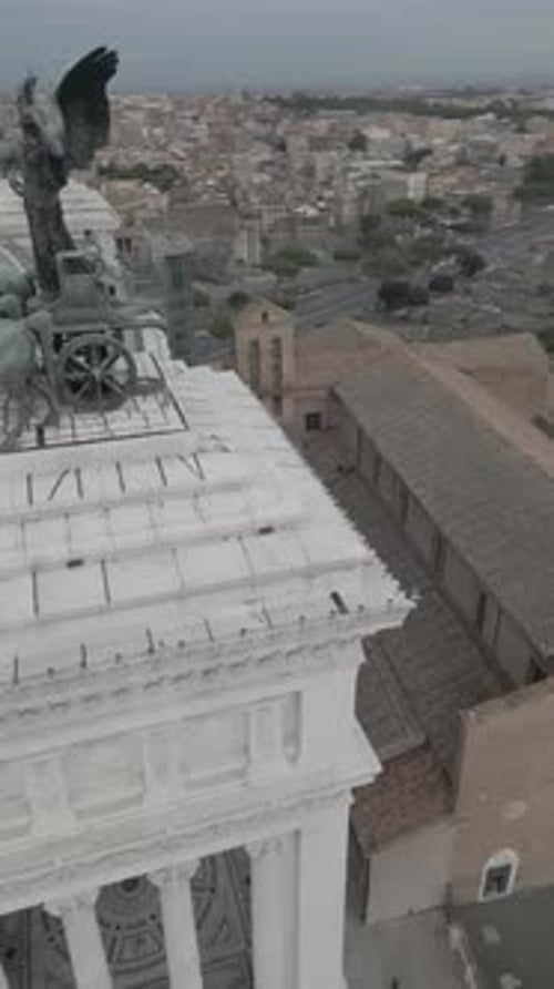 Aerial video of the Alter della Patria in Rome. Italy on a sunny day