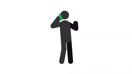 Flat Design Animated Person Talking on Phone