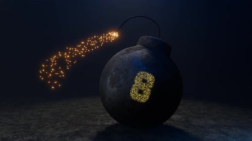 Countdown 10 seconds until the start of the broadcast of a computer game. Cannonball falls, countdow